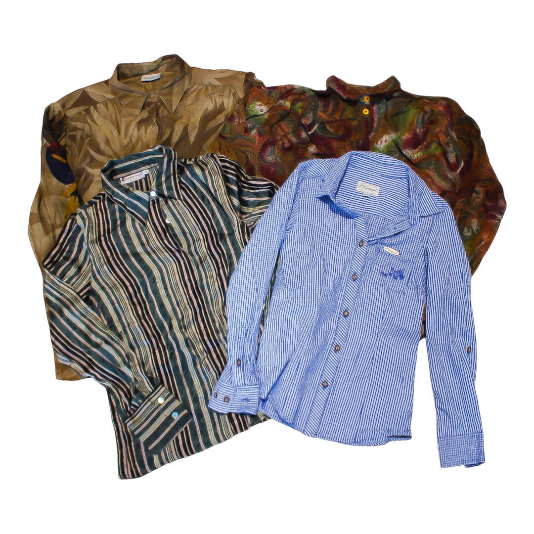 WOMEN'S LONG SLEEVE COTTON 70S/80S/90S SHIRTS/BLOUSES (SILK, PRINTED, STRIPED, CHECKERED)