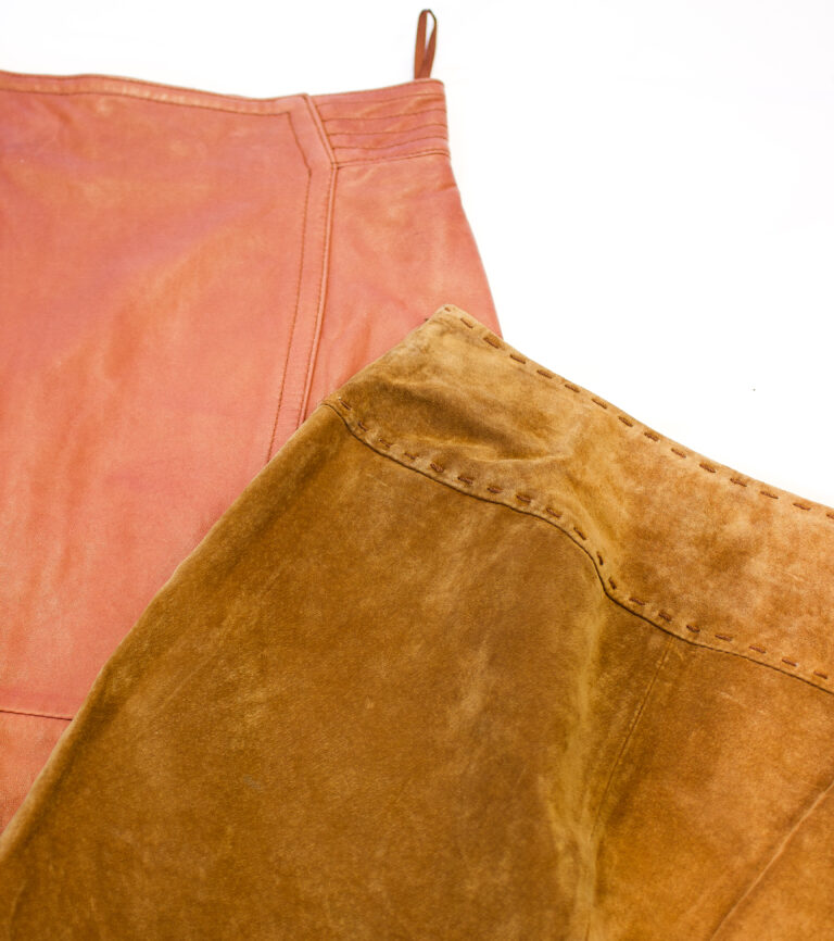 Suede + leather skirts